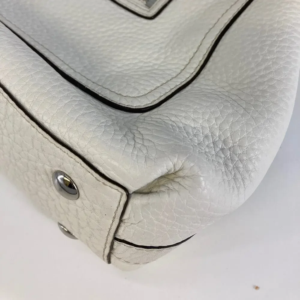 COACH F14686 WHITE AND YELLOW PEBBLEED LEATHER HANDBAG